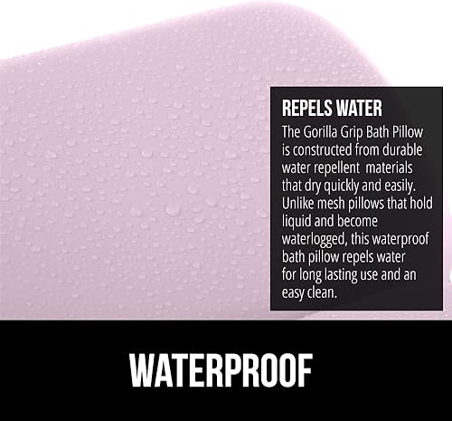 Miniatura 5 de Gorilla Grip Almohada de baño para bañera, cómodas almohadas de bañera para soporte de cuello, cabeza y espalda, fuerte succión impermeable,