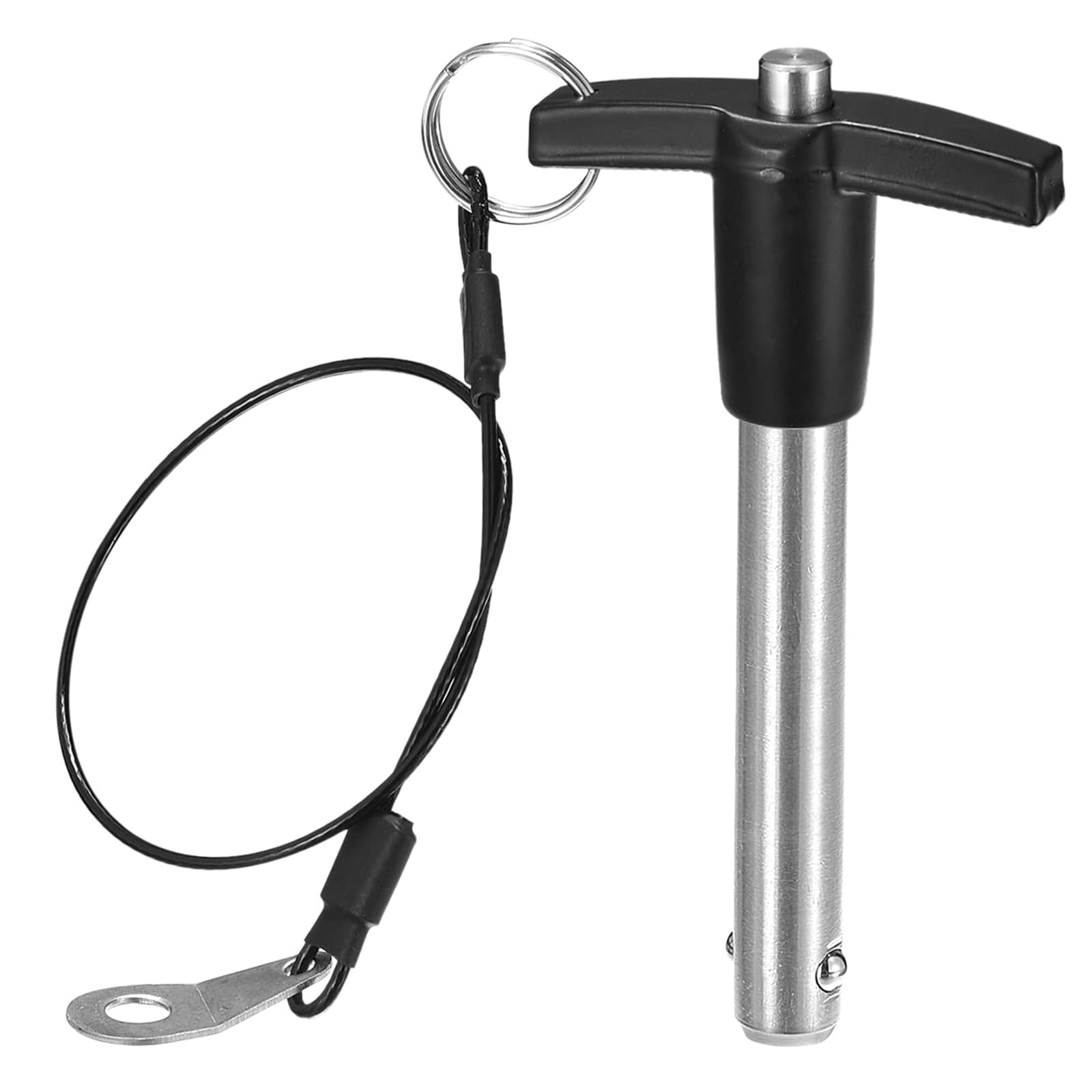 TA-VIGOR T Handle Lock Pins, 12mm Dia 70mm Length Stainless Steel Push-Button Quick Release Ball Locking Pin with Lanyard Cable for Speaker Aviation Gym Machine
