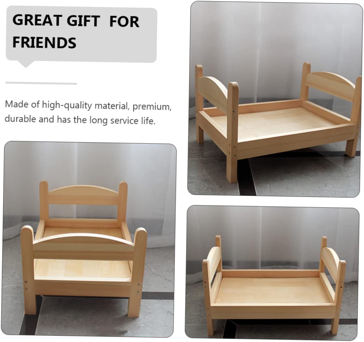 DOITOOL Small Wooden Dog Bed Decorative Cat Nest Household Pet Accessory Cozy for Small Pets Easy to Clean and Maintain