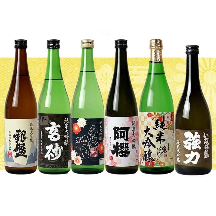Amazon.co.jp: 厳選6酒蔵の純米大吟醸酒 飲み比べ 720ml 6本組セット