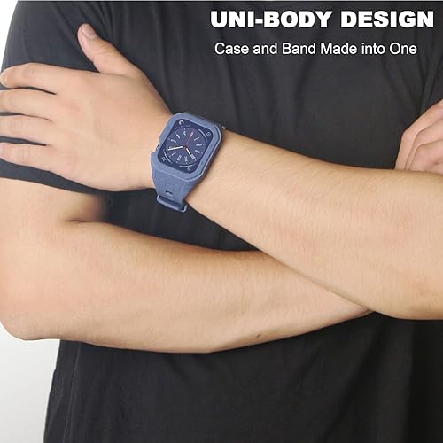 Miniatura 2 de Correa para Apple Watch de 1.772 pulgadas con pulseras, funda protectora completa resistente y correa de muñeca suave para hombres y mujeres, bandas