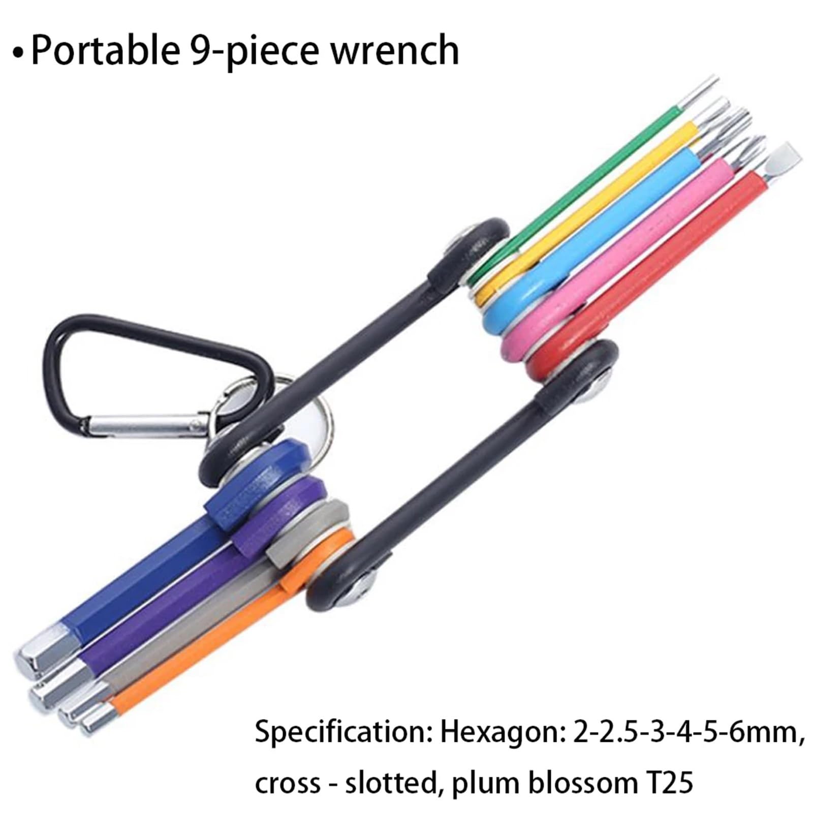 Innensechskantschlüssel Klappbarer Inbusschlüssel aus Metall, metrischer Inbusschlüssel-Satz, Sechskant-Schraubendreher, Handwerkzeug, tragbares Set(Long Hex End)