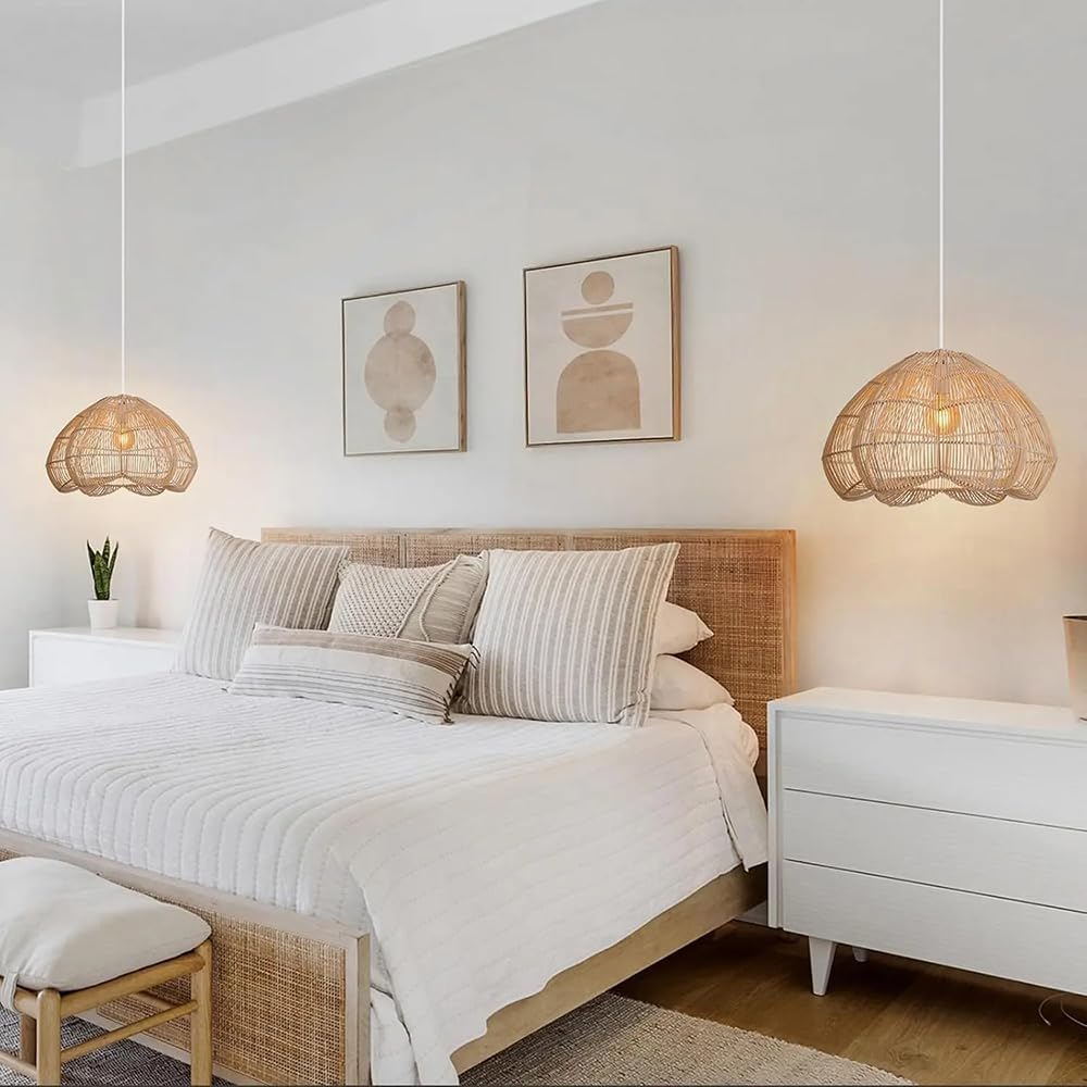 Żyrandol Rattanowy 19,69 Cala, Lampa Wisząca Z Ręcznie Tkanej Wikliny W Stylu Boho, Oświetlenie Wiszące W Stylu Vintage, Do Wyspy Kuchennej, Jadalni, Przedpokoju, Sypialni I Salonu