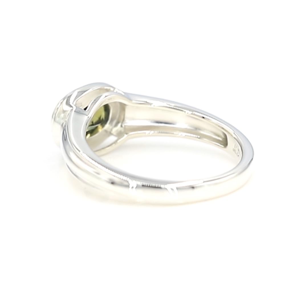 Cavill Grüner Turmalin Ring 0,638 ct Ovalschliff aus Brasilien, 925er Sterling Silber mit Palladiumplattierung, moderner Mittelbreite Bezelfassung, vielseitiger Schmuck für Damen
