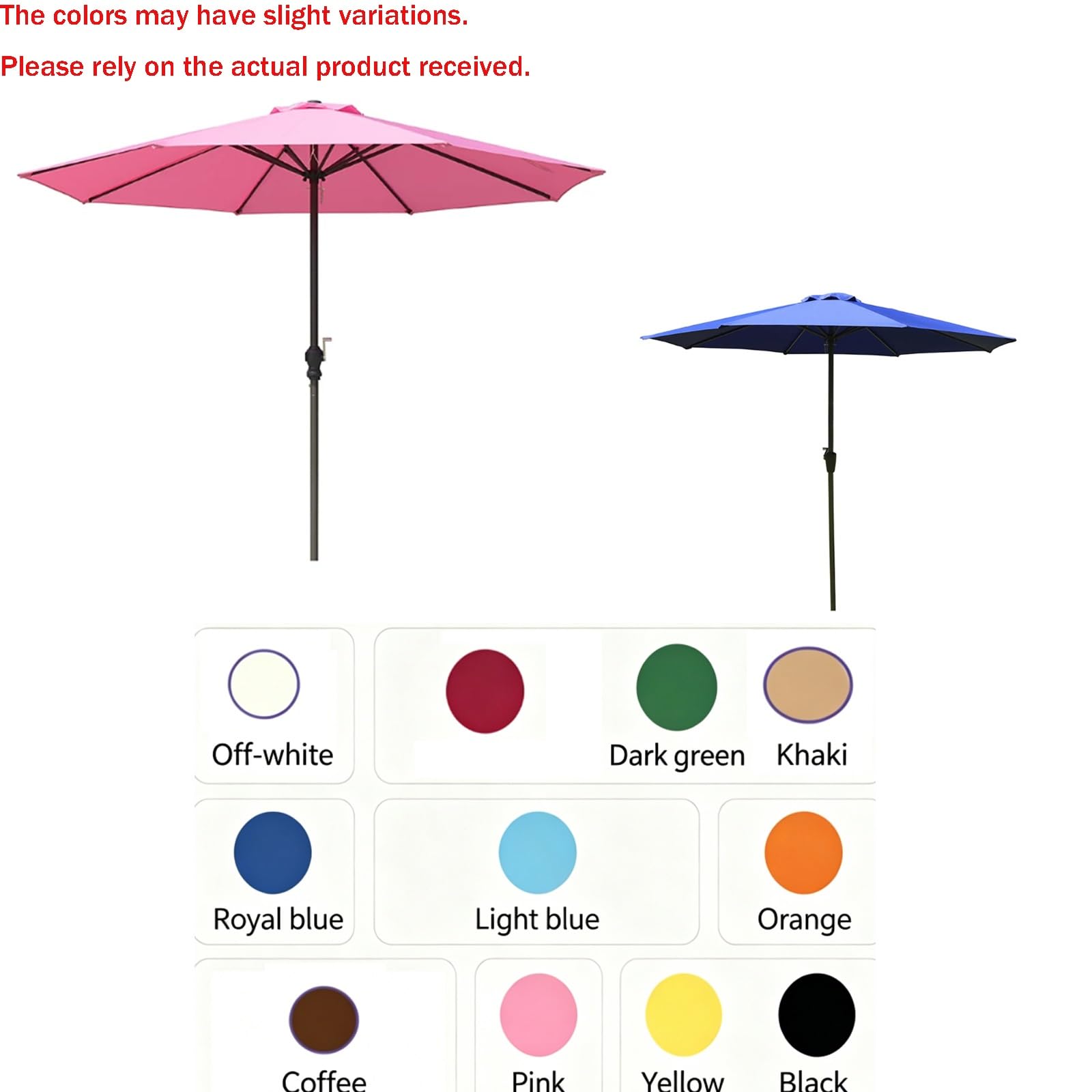 Parasol ogrodowy na stół na zewnątrz, parasol słoneczny, duży na zewnątrz, korba i solidne żebra, trwały, lekki, do ogrodu, na podwórko, przy basenie