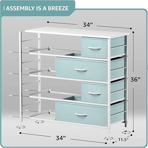 Miniatura 3 de Sorbus Cómoda con 8 cajones  Cómoda de almacenamiento de muebles para niños, adolescentes, dormitorio, guardería, sala de juegos, ropa, juguetes,