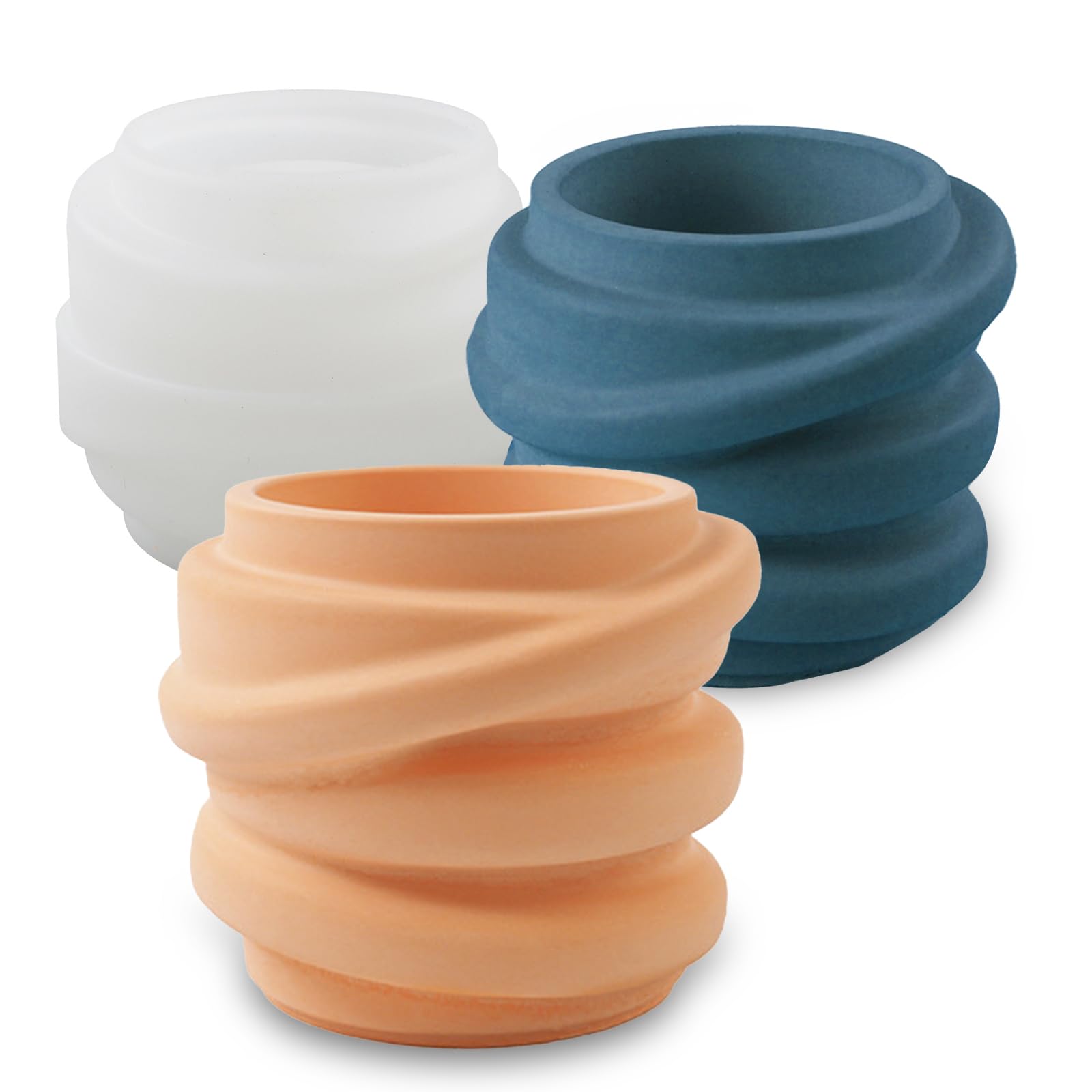 Wehous Irregular Resin Jar Molds, Spiral Strap Shape Storage Jar Silicone Molds for Resin Concrete, Unique Candle Holder Container Box Succulent Plant Pot Mold for Cement Plaster Art Craft DIY Decor
