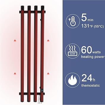 Electric Towel Warmer Rack for Bathroom, Wall Mounted, Matte Black Finish
