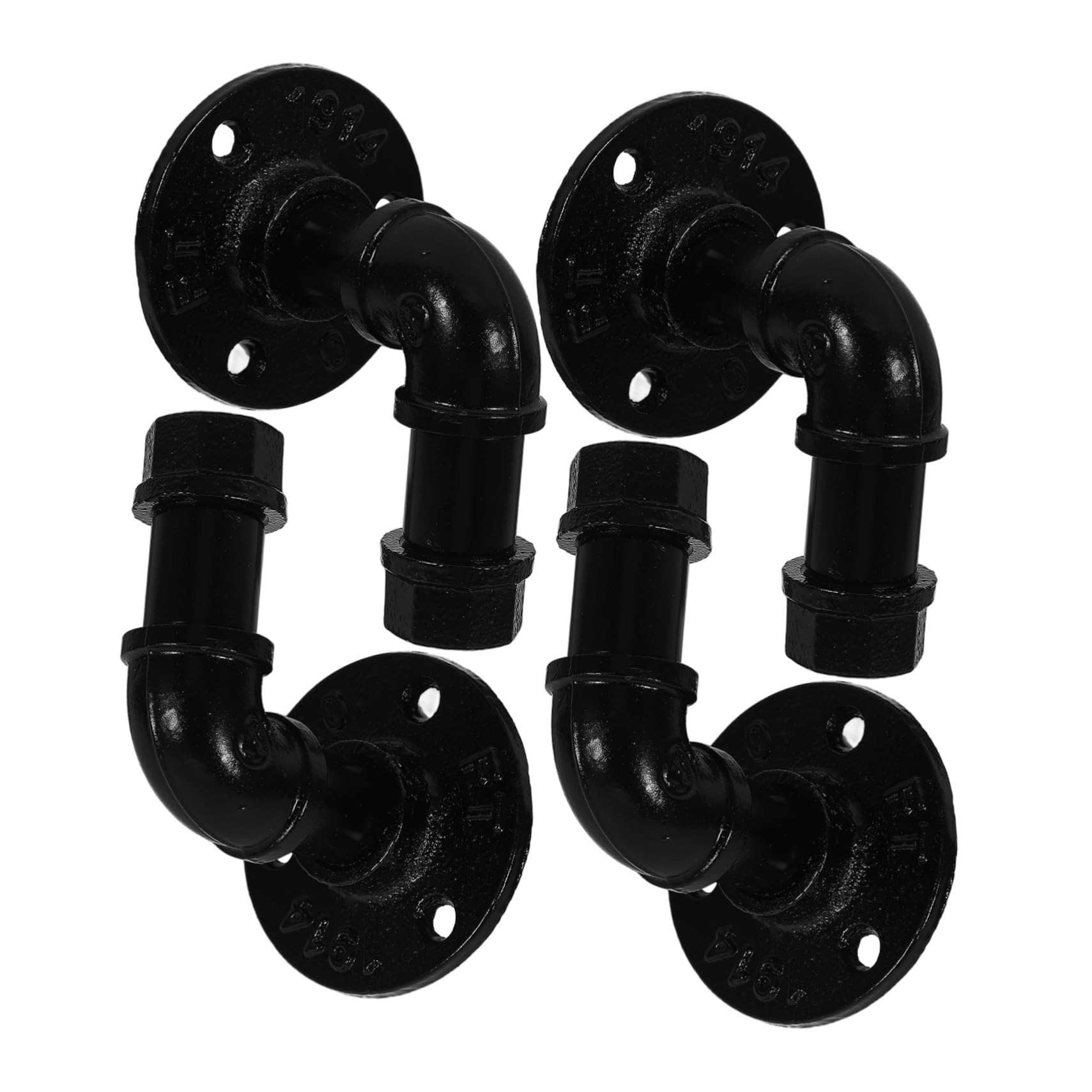 SHINEOFI Ganci da Muro in Ferro Nero a Forma di Tubo, 4 Pezzi | Stile Industriale Vintage, Portata Elevata, Installazione Semplice, Soluzione Salvaspazio Decorativa