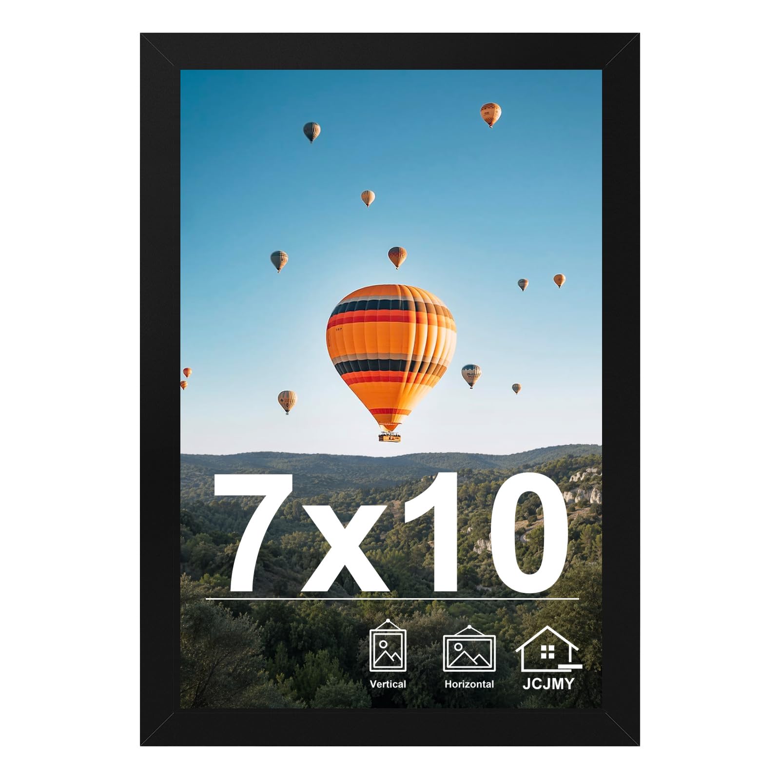 JCJMY 7x10 Picture Frame Black for Wall Hanging or Tabletop- Wall Mounting Horizontally or Vertically, 7 x 10 Wall Gallery Poster Photo Frames for 7 by 10 Photos, Black