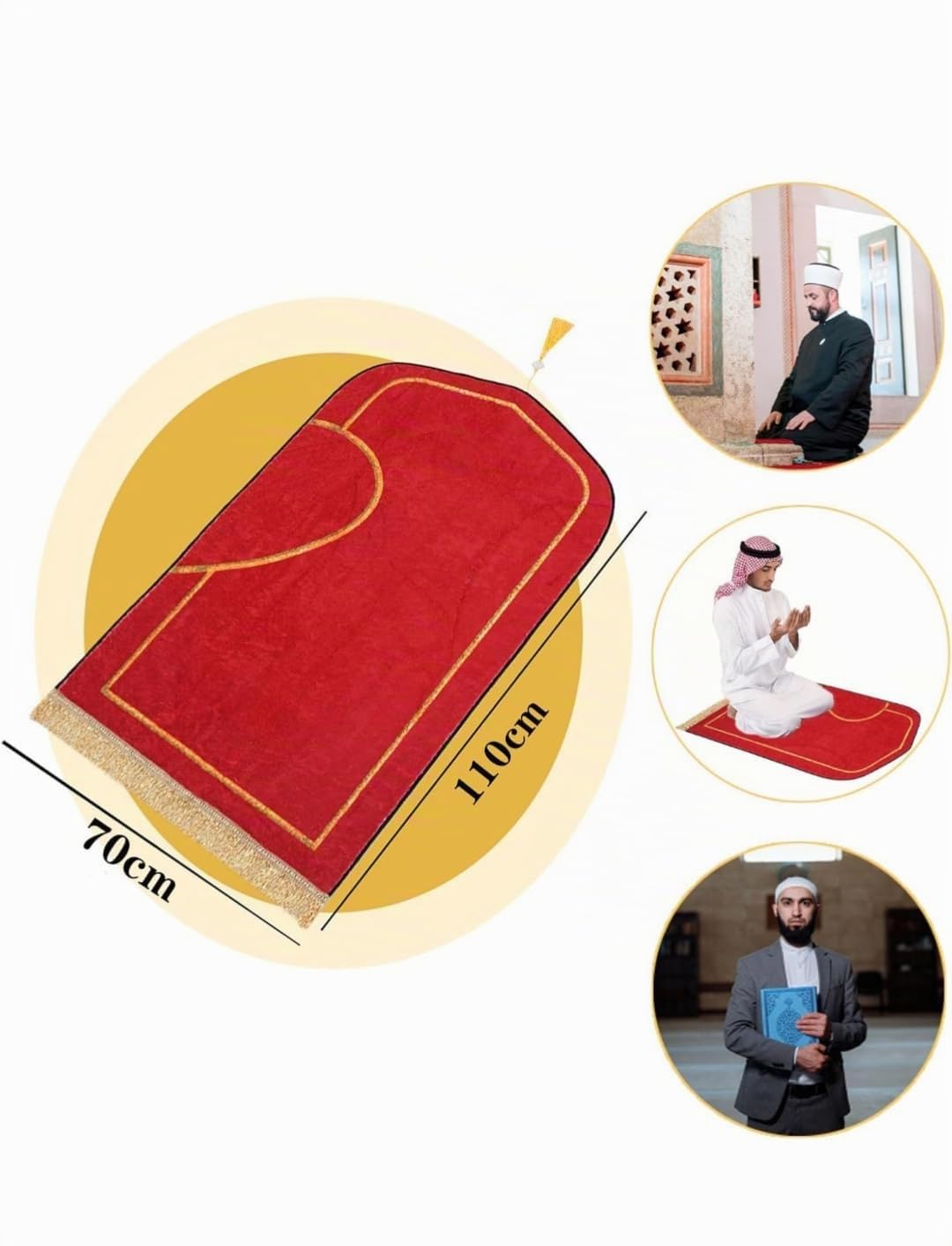 Générique Tapis de Prière Musulman Couple, 70 x 110 cm, Épais et Confortable, 2 Pièces, Homme et Femme,Cadeau Islamic
