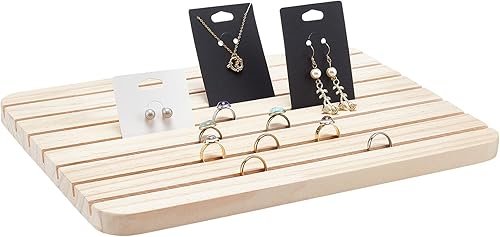NBEADS Soportes de exhibición de pendientes de madera 7 ranuras soporte de exhibición de aretes de madera tarjetero de visita para el hogar oficina