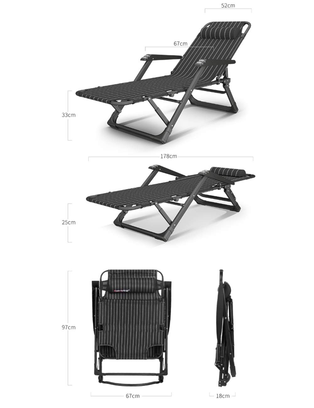 Siège Auto Portable, Fauteuil inclinable Siesta for Adulte, Multifonction, Simple, Portable, avec Dossier, 178 x 52 25 cm, Durable