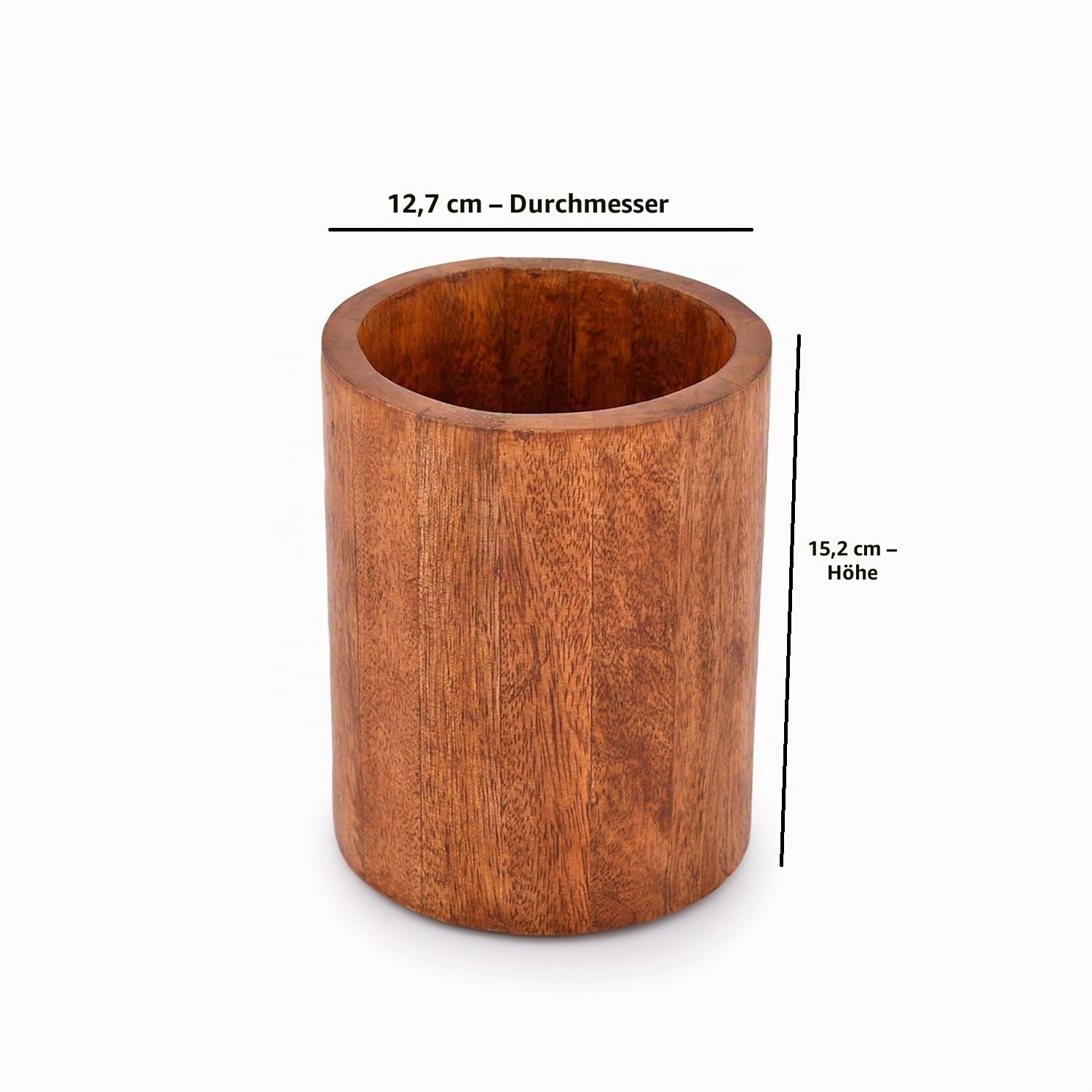 EDHAS Küchenutensilienhalter aus natürlichem Mangoholz für Arbeitsplatte, Löffel, Kochutensilien usw. (12,7 x 12,7 x 15,2 cm)