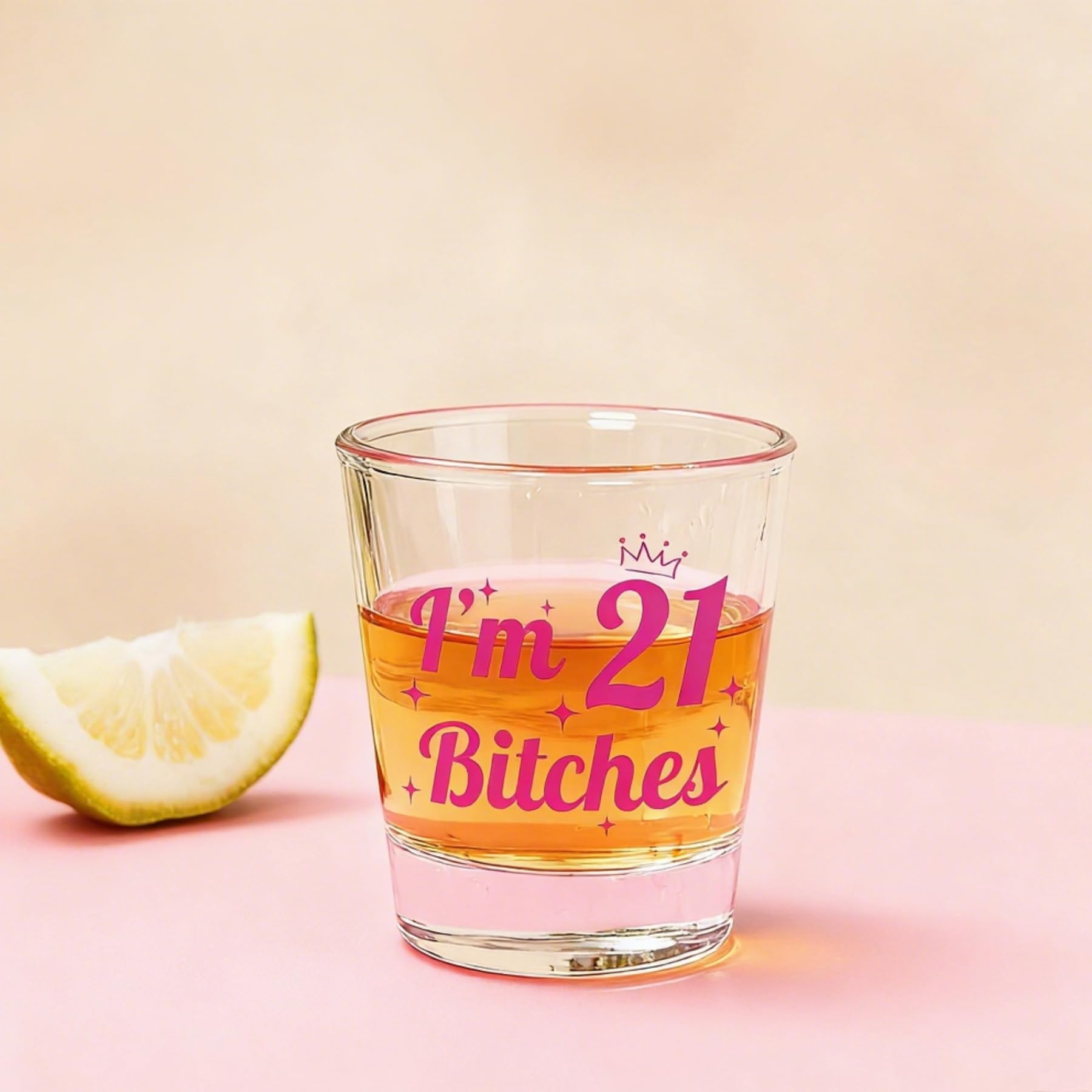 21st Birthday Shot Glass for Birthday Girl, Cool 21st Birthday Gifts, Turning 21 Present, Pink Shot Glasses, I'm 21, 2oz