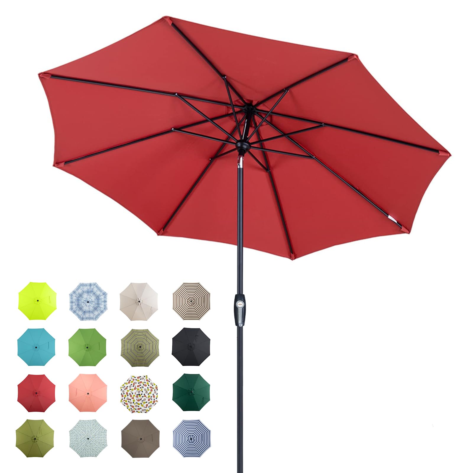 Tempera Outdoor Market Patio Table Umbrella with Auto Tilt and Crank,Large Sun Umbrella with Sturdy Pole&Fade resistant canopy, Easy to set