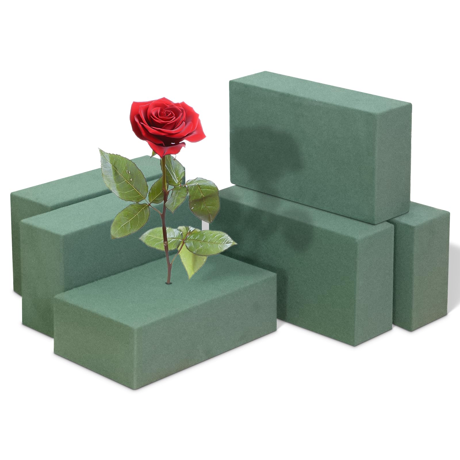 6Pcs Premium Floral Foam Blocks for Flower Arrangements Supplies, Wet Green Foam for Fresh Flowers Plant for Displays, Dry Styrofoam for Artificial Flower, Ideal Florist Foam Block for DIY Flower Art