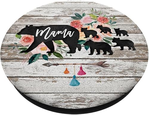 Miniatura 7 de Mama Bear Five Baby Cubs - PopSockets de madera rústica de granero con flechas florales PopGrip agarre intercambiable para teléfonos y tabletas,
