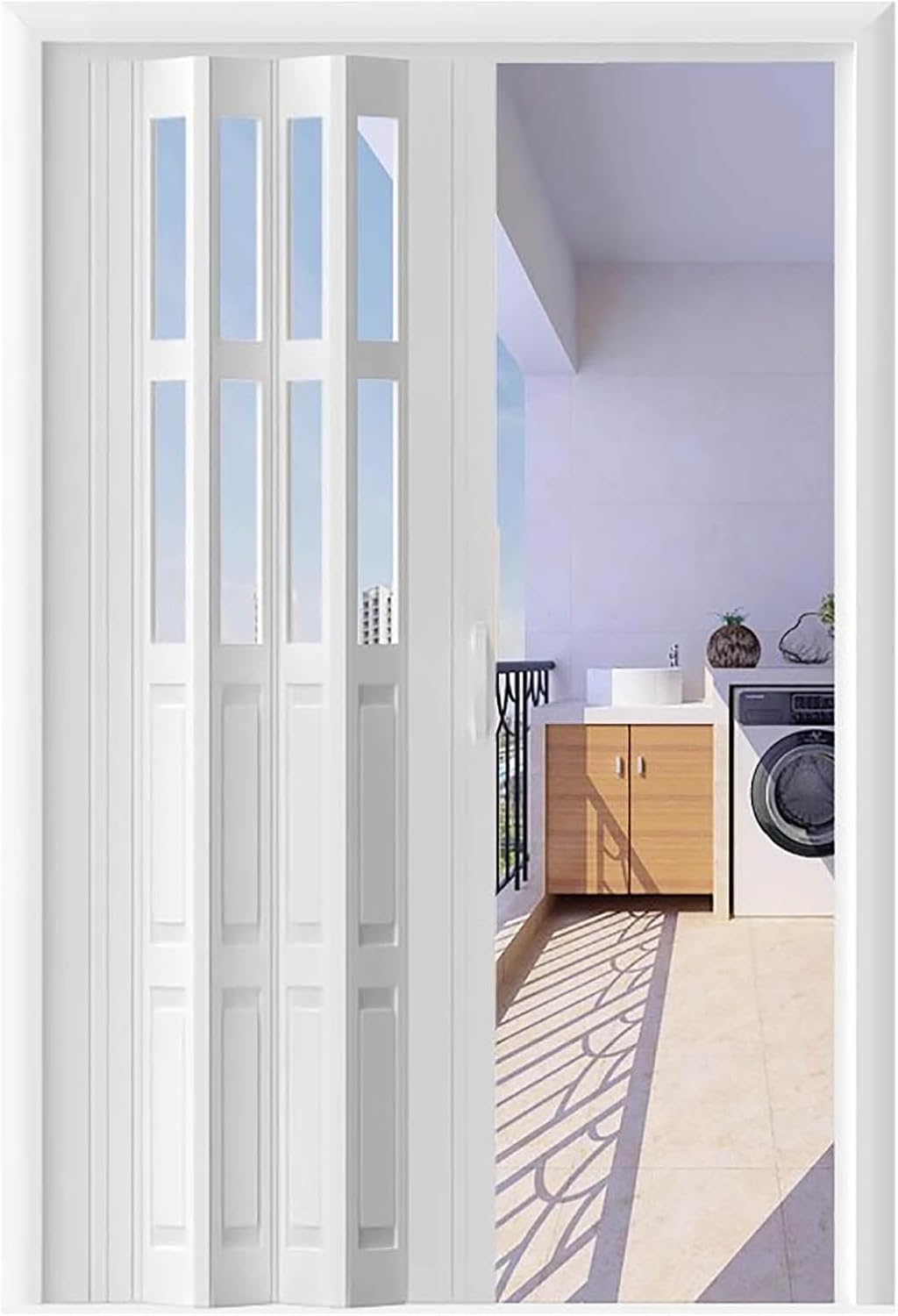 Commercial White Accordion Closet Door - Folding Room Divider for Home & Office - Available Sizes: 21-79 Inch - Durable Interior Door for Doorway & Closet (6.37x80in)