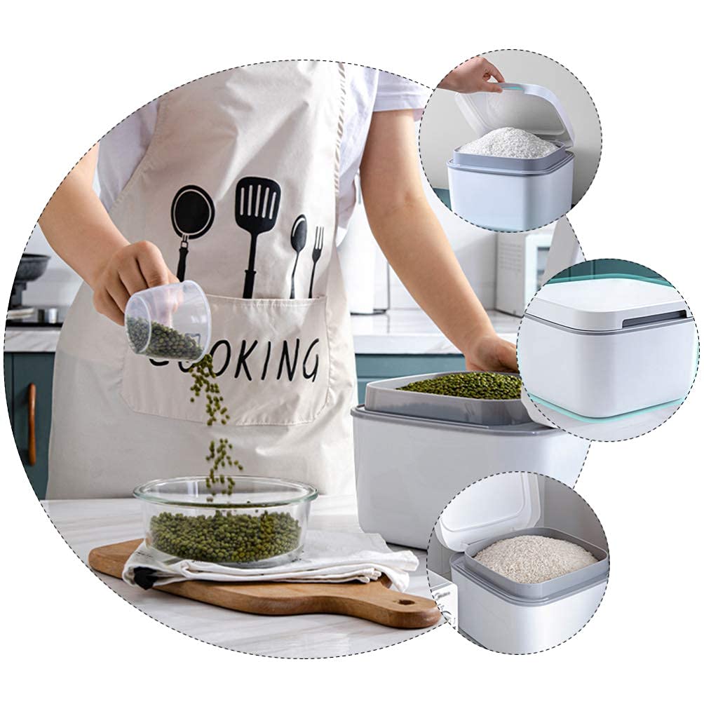 BERTY·PUYI Contenedor De Almacenamiento De Arroz Contenedores De Cereales Dispensador 5 KG Contenedores Herméticos De Almacenamiento De Alimentos Contenedores De Almacenamiento De Despensa De Cocina