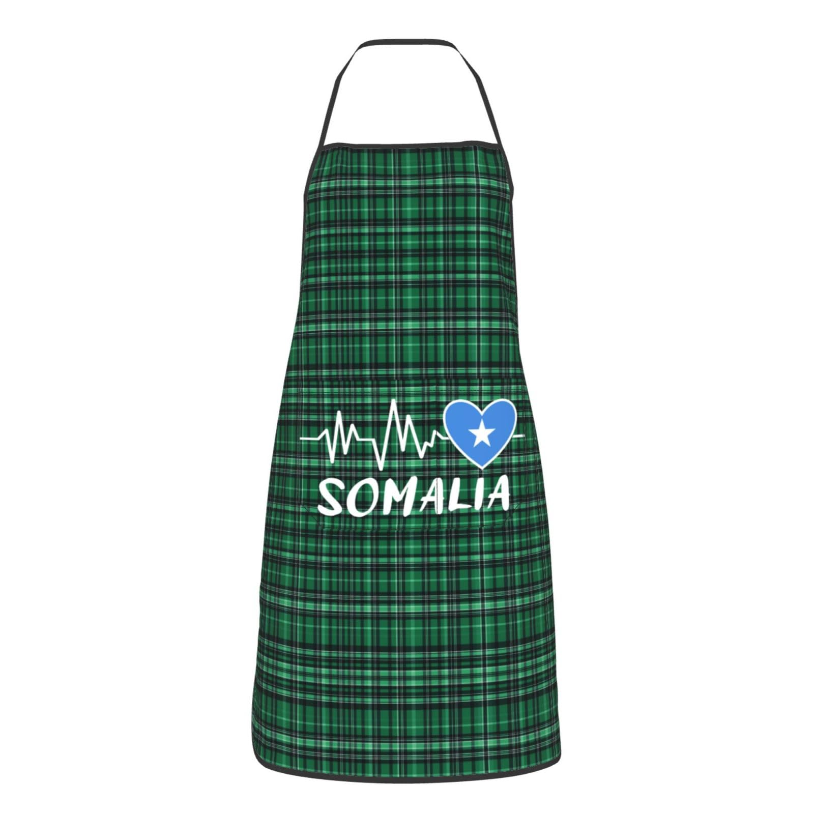 nopicsn Somalia Heartbeat Apron for cooking with Pockets Women Men Kitchen Chef Funny Aprons