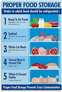 Refrigerator Food Storage Infographic Proper Storage Food Safety Guide Poster (1) Canvas Painting Wall Art Poster for Bedroom Living Room Decor 08x12inch(20x30cm)