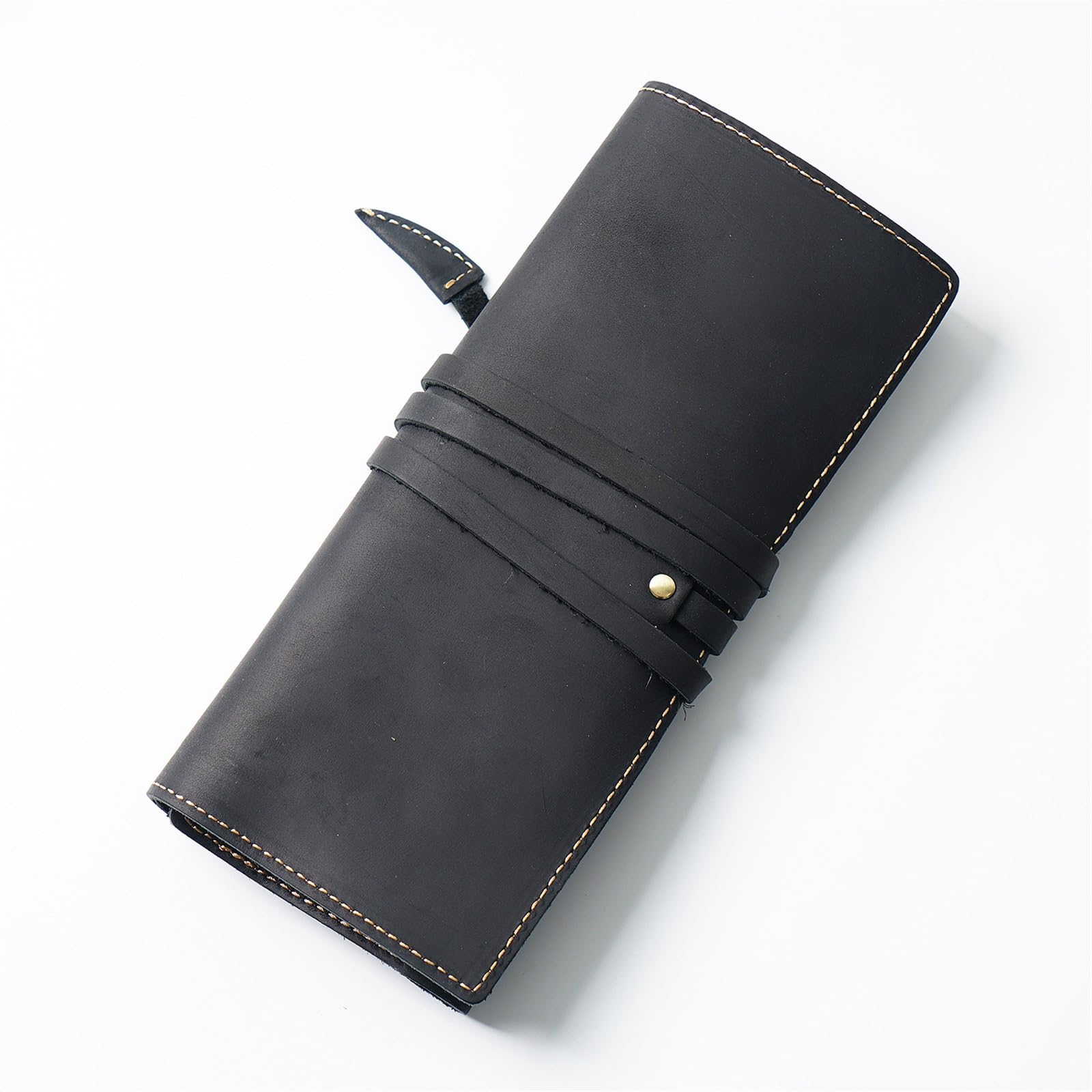 DUMRALBQE Wooden Jewelry Box Leather Pen Curtain Pouch Simple Volume Storage Bag for Storage and Organization(Noir)