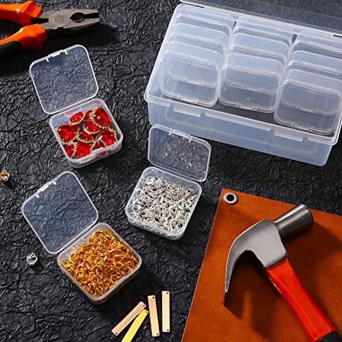 Image of Blulu 52 Pcs Bead Organizer Box, Plastic Storage Cases Mini Clear Bead Storage Containers Classroom DIY Craft Transparent Boxes with Hinged Lid for Diamond Painting Accessories Jewelry