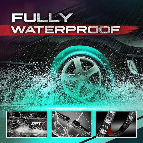 OPT7 Aura Wheel Well RGB Lights with Remote Control, Multicolor Tire Rim Lights for Cars Trucks Vans SUVs Motorcycles, Smart Color LED Lighting Kit, 4 pc 24 Inches Waterproof Strips, 12V