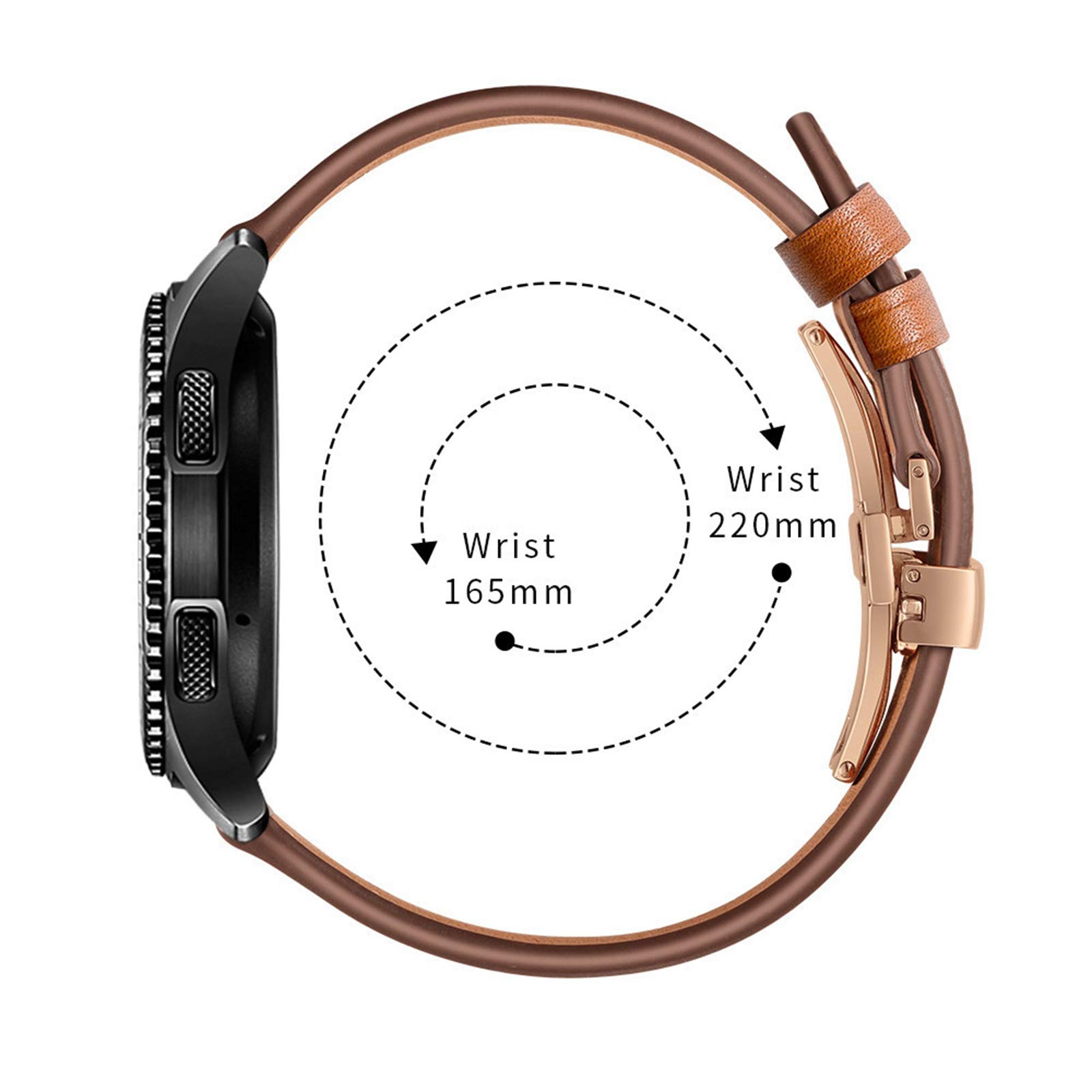 Uhrenarmbänder, Uhrenarmband Schlaufe, 20mm/22mm Damen Herren Elegantes Echtleder Uhrenarmband Schnellverschluss Schmetterlingsschnalle Hautfreundliches, atmungsaktives Ersatzarmband (Color : Apricot
