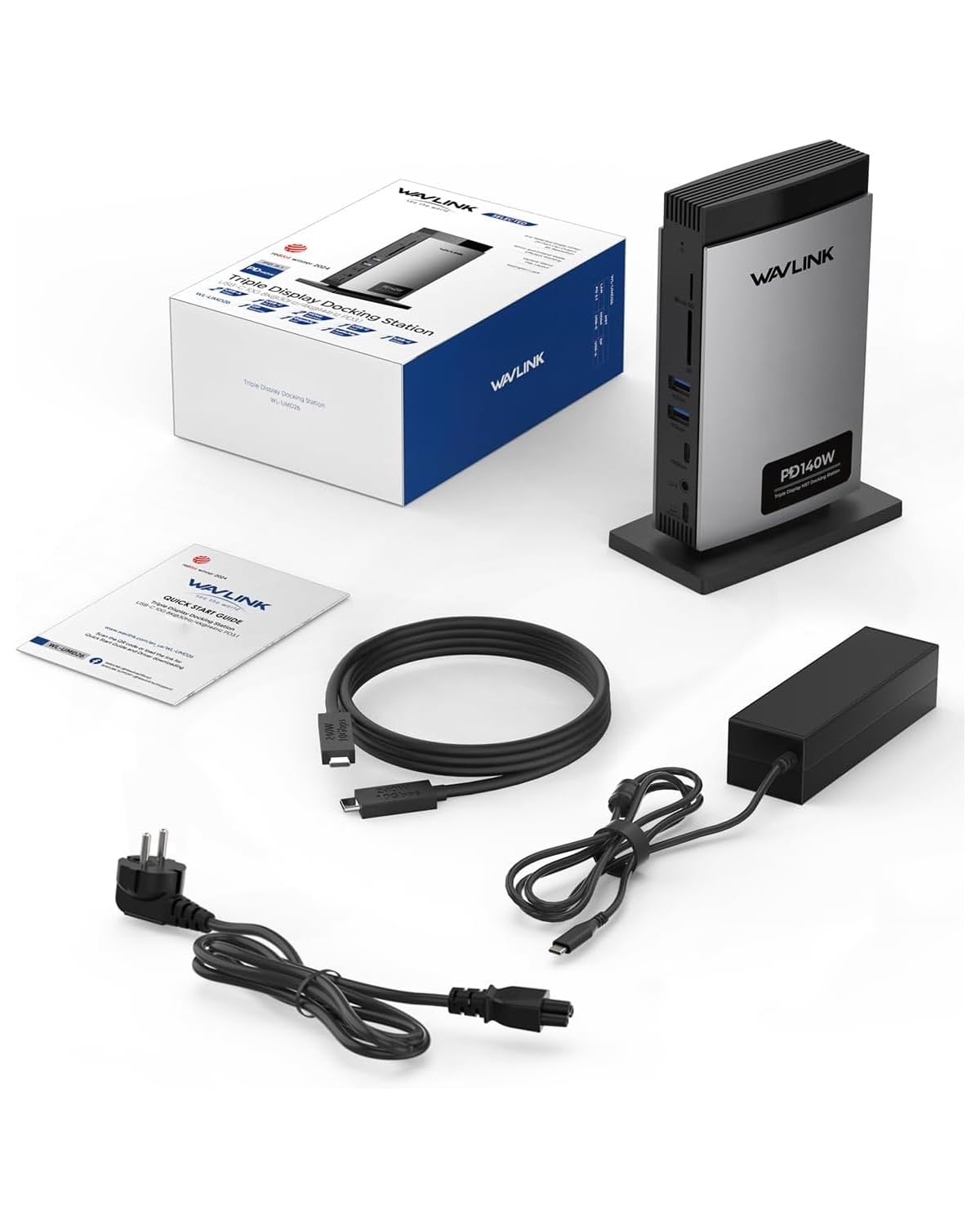 WAVLINK Laptop Docking Station Triplo display (Single 8K@30Hz/4K@144Hz), USB C Dock 125W PD3.1 Pass-Through, 2*DP, HDMI, Ethernet, SD/TF, per Windows