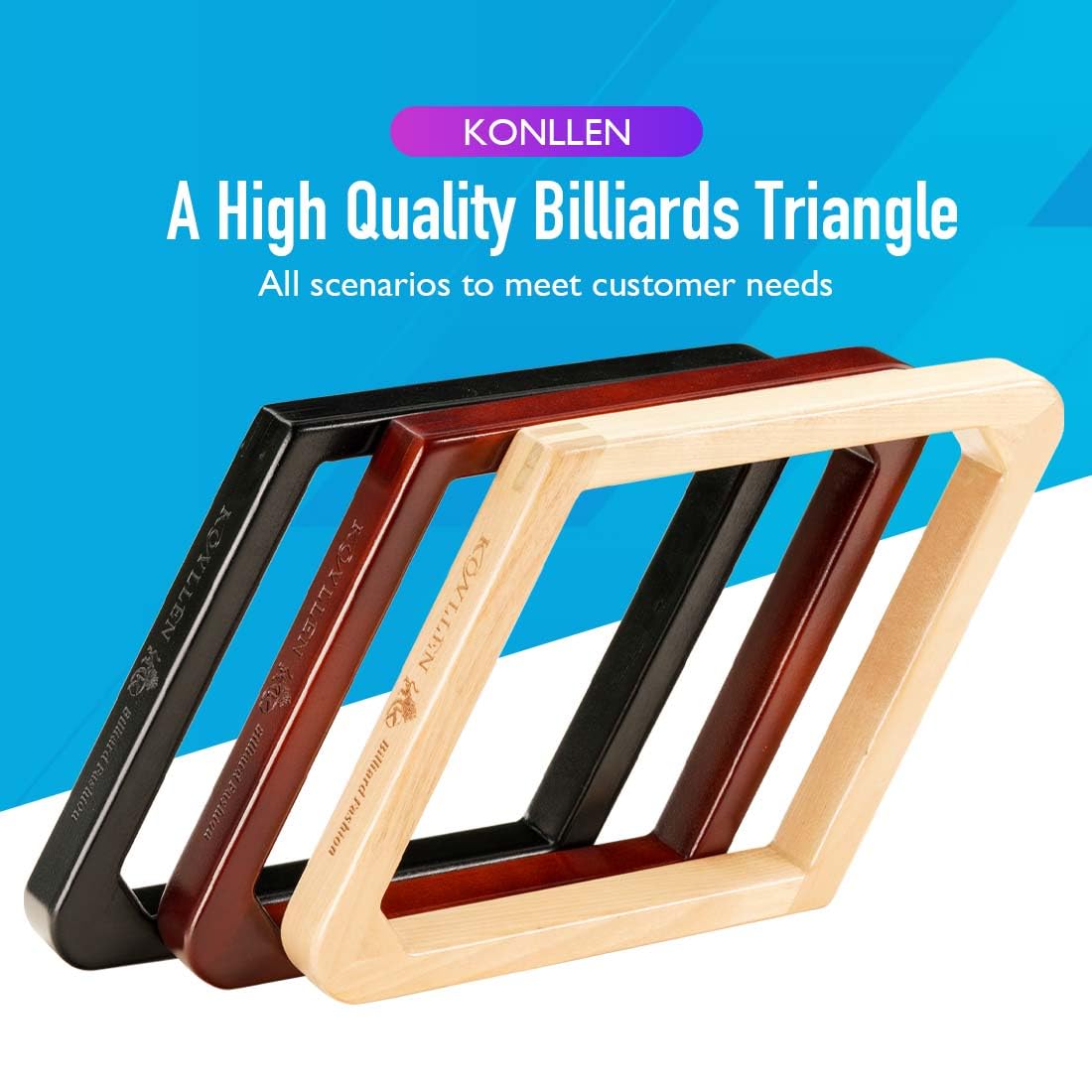 KONLLEN Massivholz Billard 8 Kugeln Dreieck / 9 Kugeln Diamant Pool Ball Rack für 5,4 cm Poolbälle
