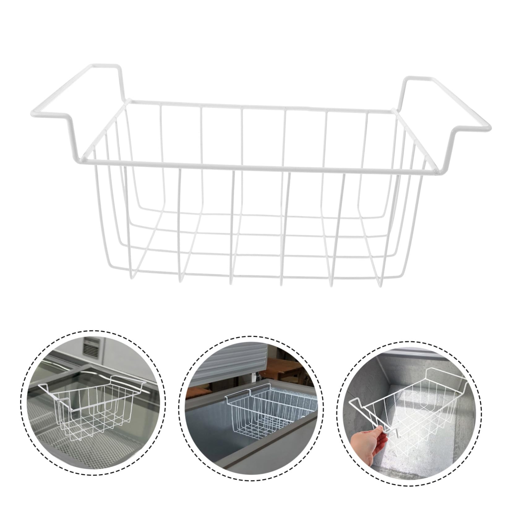 Cestas Colgantes para Congelador Horizontal 3 Piezas de Hierro Blanco