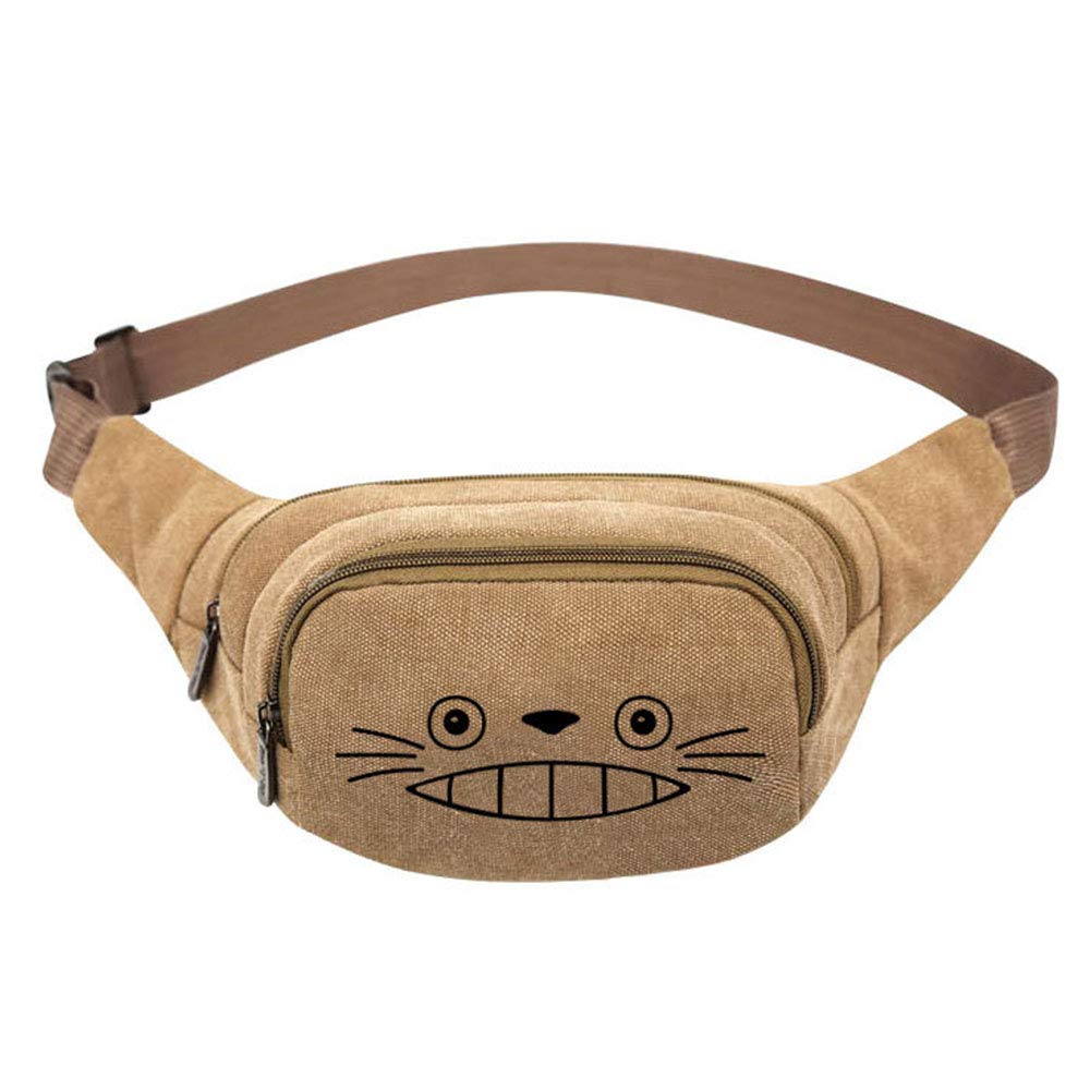 ASLNSONGCanvas Fanny Pack Anime Cosplay Waist Bag Workout Running Belt Men/Women (Totoro-B)