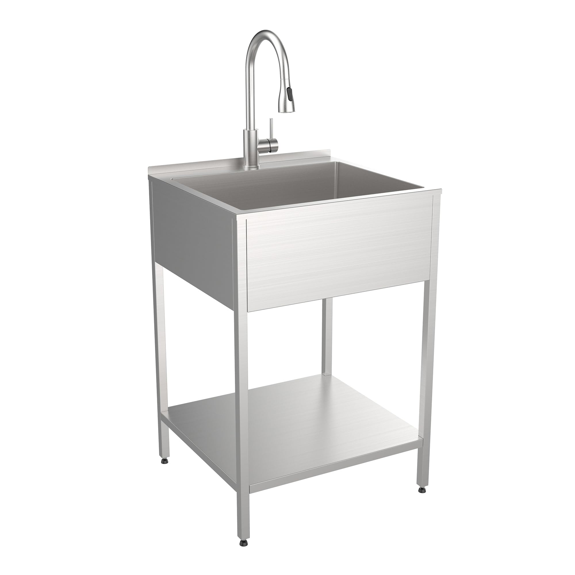 Transolid EWS-2422S 24-in W x 22.1-in D x 35.2-in H Stainless Steel Laundry Sink and Wash Stand for Indoor/Outdoor Use, Brushed Satin