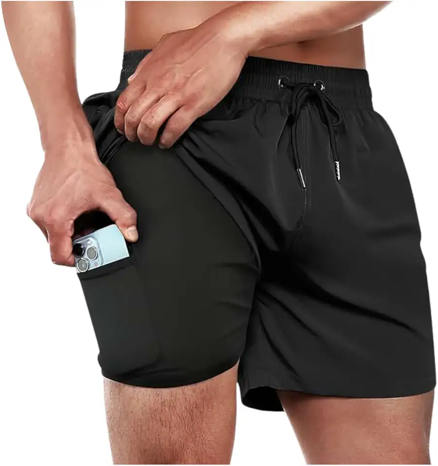 Short Duplo 2 Em 1 Para Corrida Bolso Interno Proteção Uv20+ Johnny Key Fashion Wear