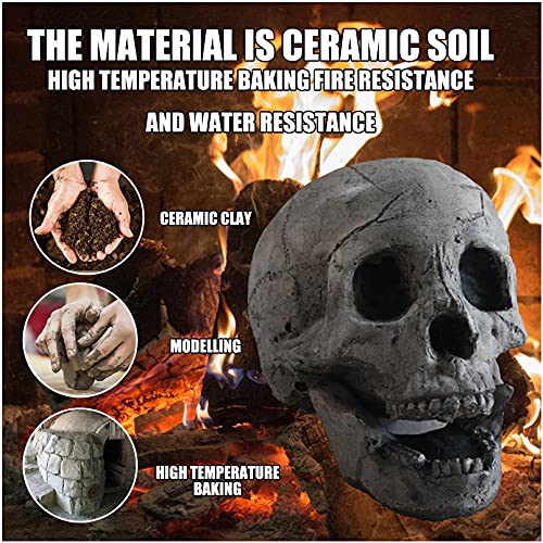Keramische Vuurvaste Rotsen Vuurplaats Schedel Log Heads voor Bonfire, Campfire, Fireplace, Firepit, Halloween Decor,3 - Image 4