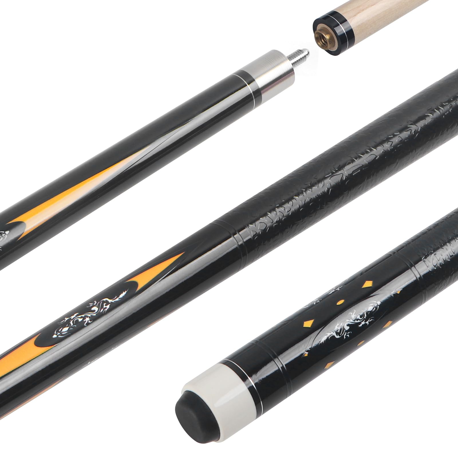 Lotmusic Billard-Queue-Set, 1/2 geteilt, abnehmbare Billardqueue-Sticks, Gewicht 510-595 g, Hartholz, Kanada-Ahorn, Pool-Queue-Stick für Billard-Fans