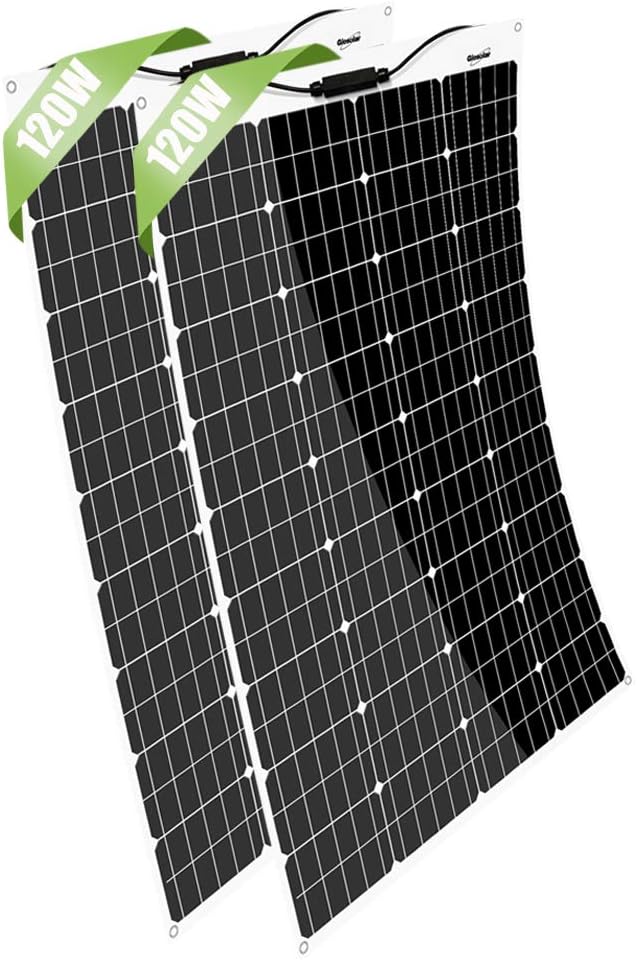 Giosolar 2pcs 120W 12V Flexible Solar Panel High Efficiency Monocrystalline Solar PV Panel Motorhome, Caravan, Camper, Boat/Yacht