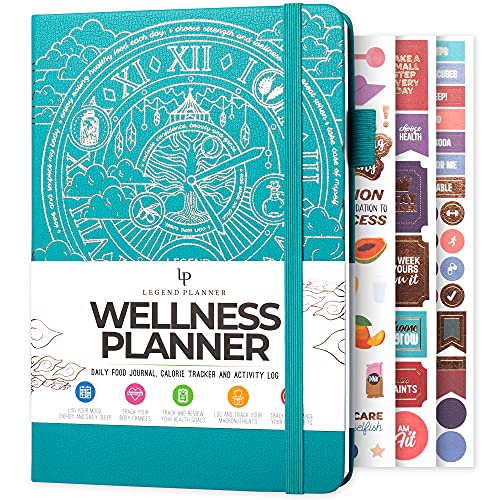 Legend Wellness Planner & Food Journal – Daily Diet, Health & Fitness Journal with Exercise & Weight Loss Trackers –...