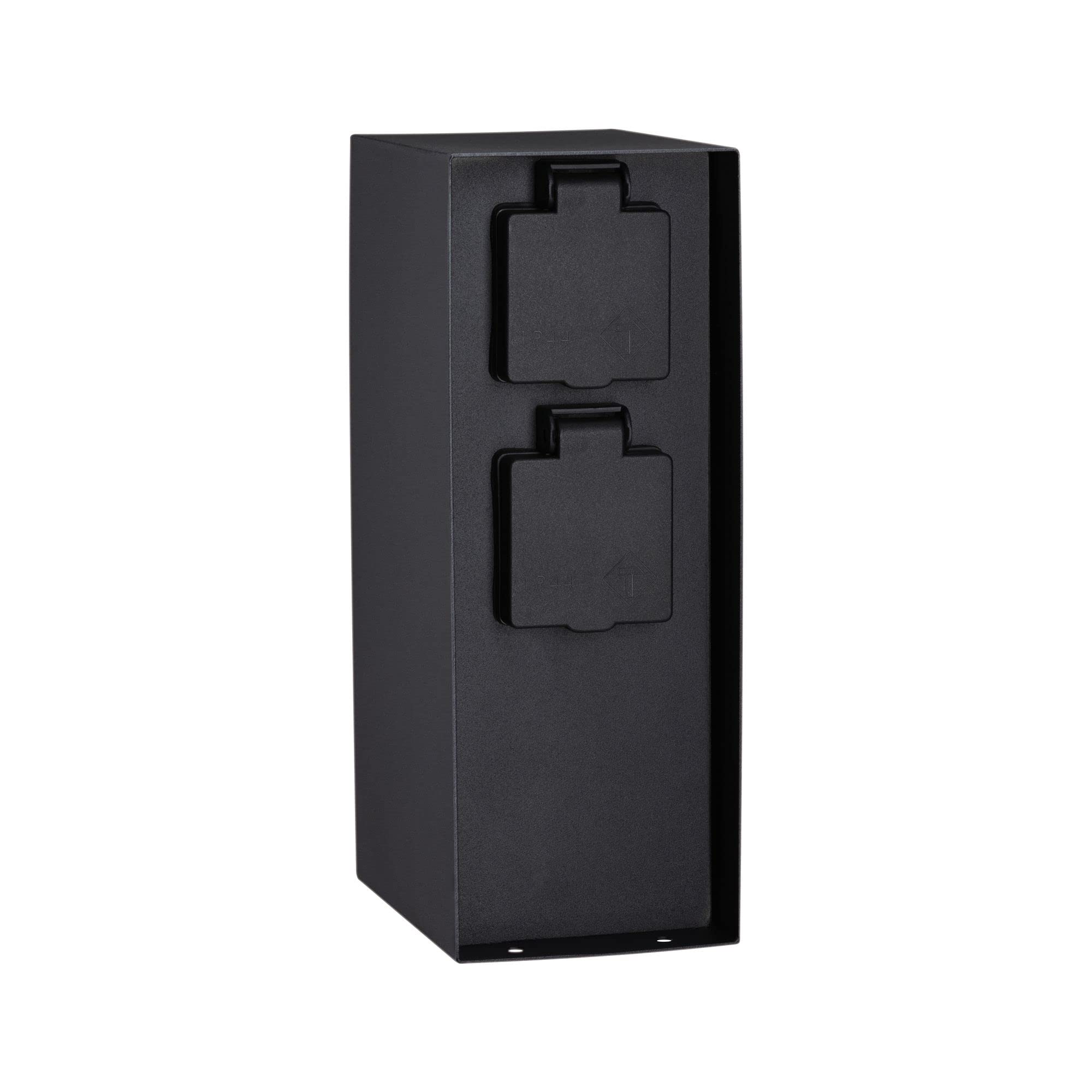 Paulmann 94314 Columna de enchufes exterior RIO, 2 enchufes, máx. 3650 W, temporizador, iluminación exterior, antracita, iluminación para jardín, acero inoxidable, control