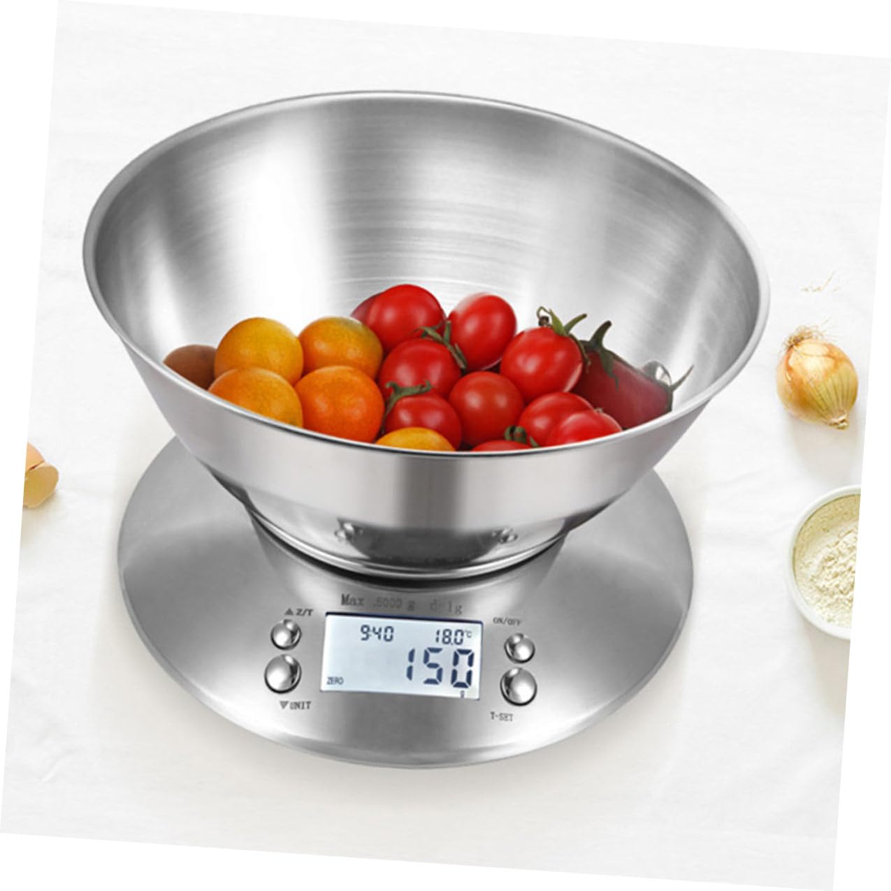 Stainless Steel Kitchen Food Scale with Timer and Detachable Bowl, High Precision Electronic Digital Scale for Home Cooking, Baking, and Meal Prep Random Color