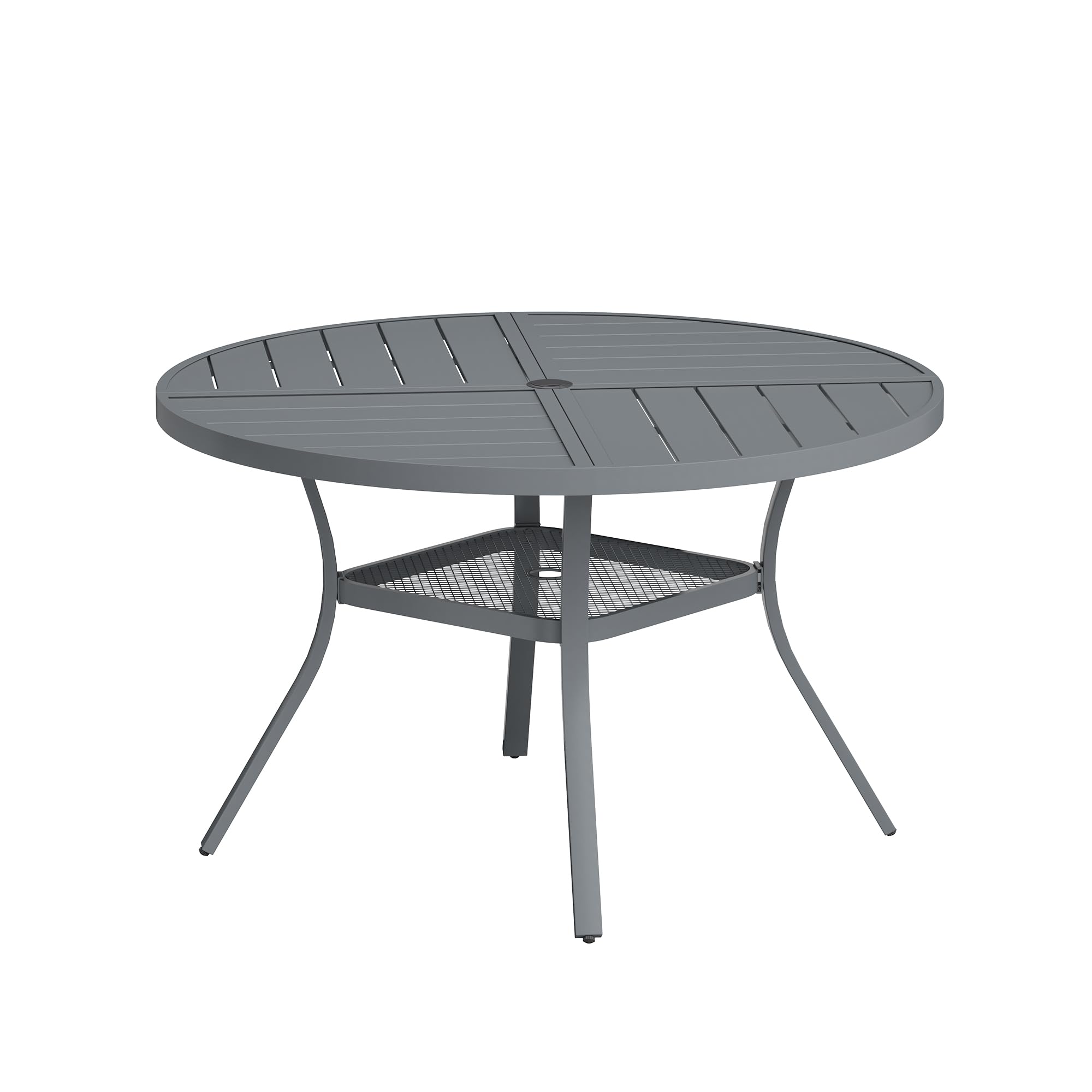 VICLLAX Round Patio Table with Adjustable Umbrella Hole for 6 All Weather Metal Outdoor Dining Table for Lawn