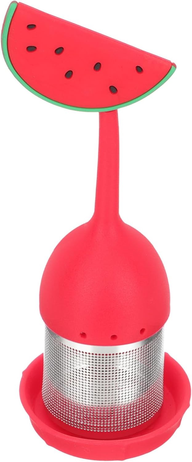 Healeved Creative Silicone and Stainless Steel Tea Infuser Ball for Loose Leaf Tea Red Watermelon Design Strainer Filter for Home and Travel Use