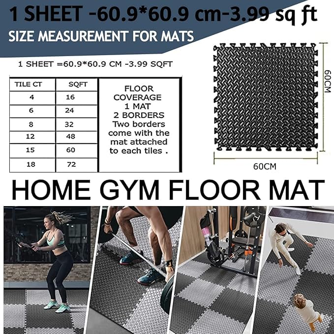 Image of Hukimoyo 16 Pcs Gym Floor Mat Rubber for Heavy Workout Puzzle mat Home Exercise, Gym Floor Equipment mat Interlocking Eva Foam Flooring Thick Rubber Tiles Mat Yoga, Kids(16SQFT,Blue)
