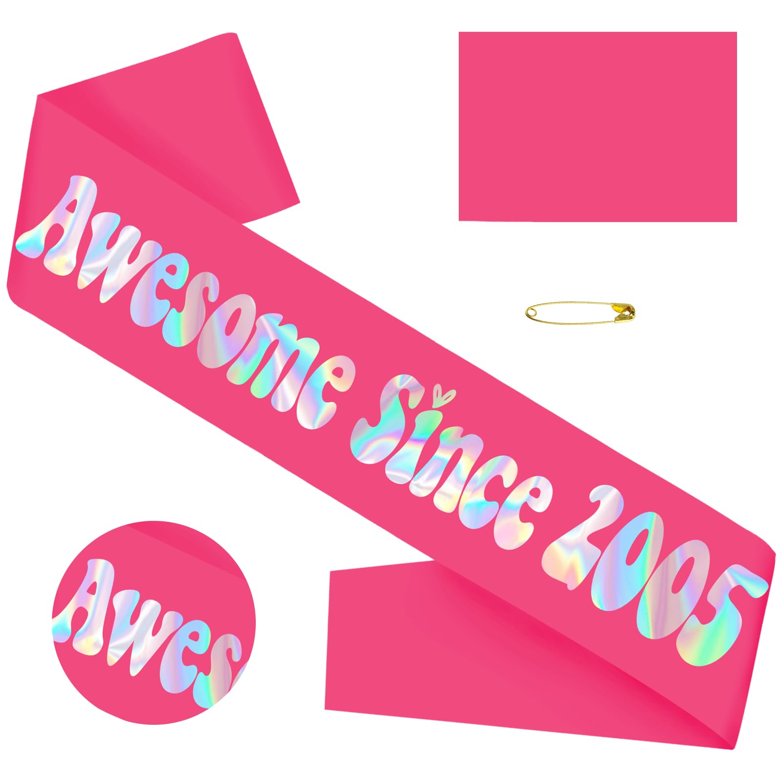 Awesome Since 2005 Sash- Hot Pink 21st Birthday Sash and 21th Anniversary Sashes, Cheers to 21 Years Sashes Decorations for 21 Birthday and Anniversary Party Supplies