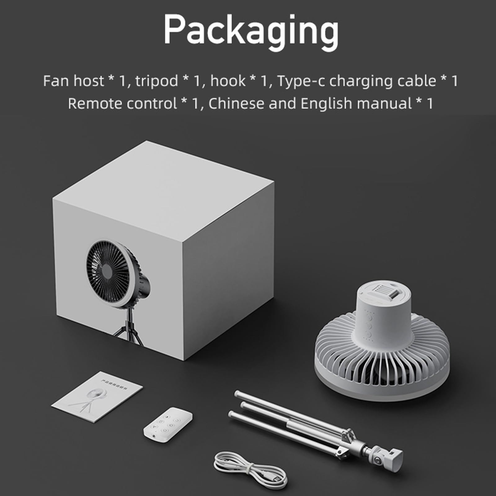 Ventilatore da tavolo con telecomando da 10000 mAh, ventilatore da soffitto con luce a LED e treppiede, per ragazzi e ragazze, per viaggi, vacanze, spiaggia