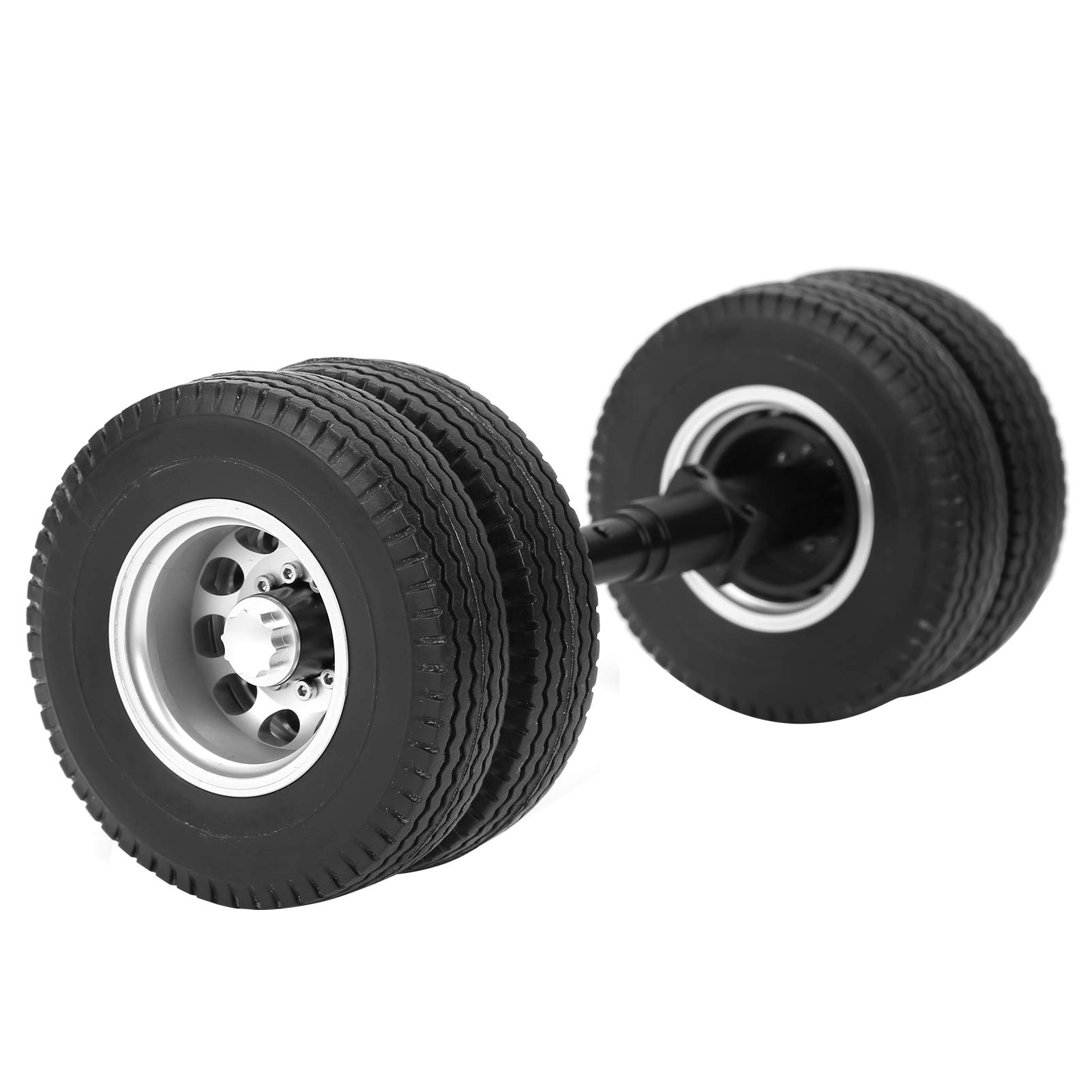 Jiawu Opona na tylną oś Ciężarówki RC, 10-otworowa Aluminiowa Piasta Koła Opona do Przyczepy Bez Napędu, Gumowa RC z Napędem Sześciokątnym 12 Mm, do Modyfikacji Przyczepy Ciągnikowej 1/14 DIY