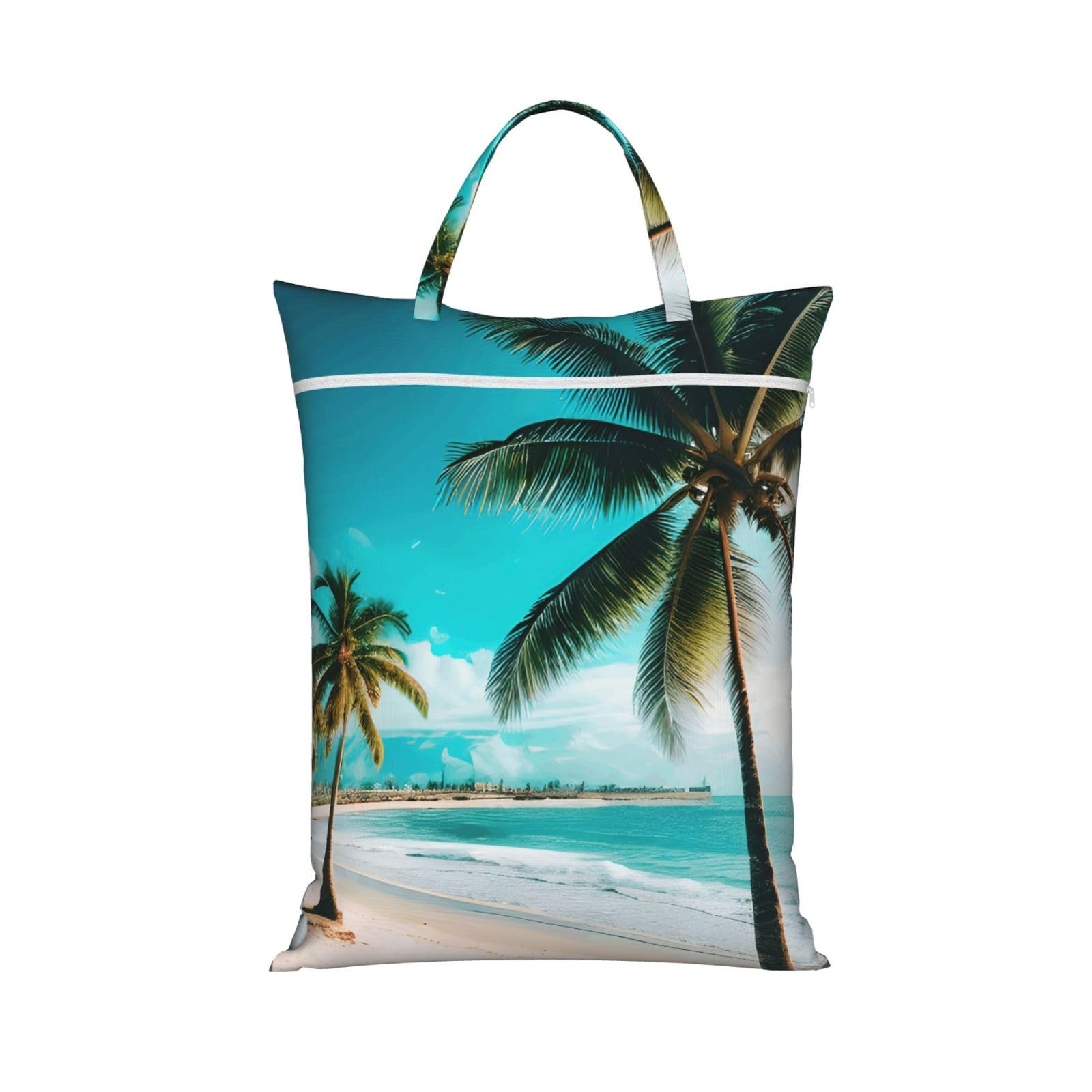 Beach Palm Trees Print Travel Laundry Bag Foldable Lightweight Camping Beach Dorm Weekend Getaways