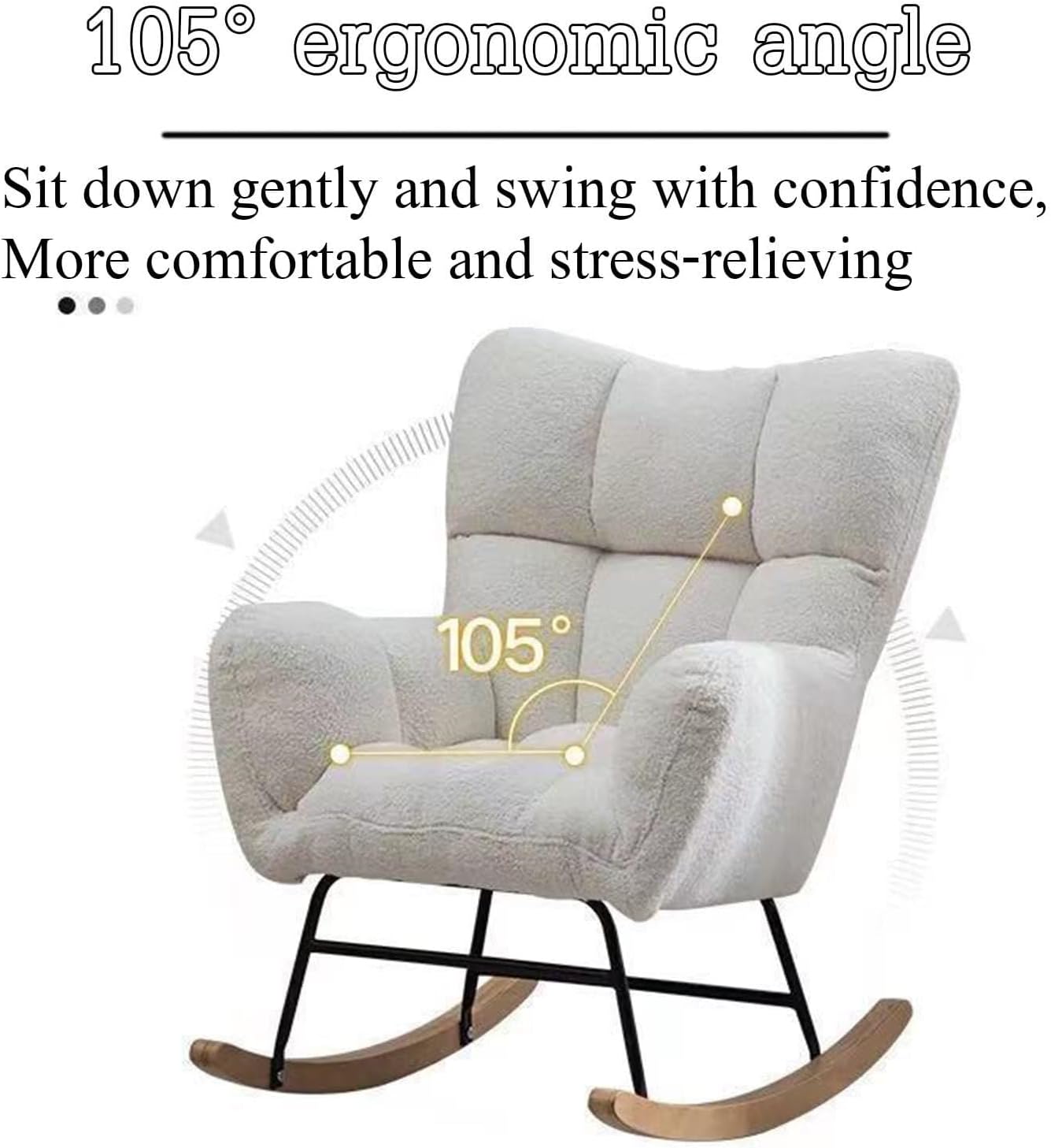 Modern Upholstered Rocking Chair with Footstool, Padded Seat & Sturdy Wooden Legs for Nursery, Living Room & Bedroom – Stylish Gray Splicing Design